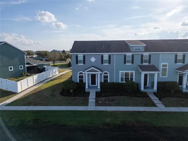a view of a lake in middle of the town