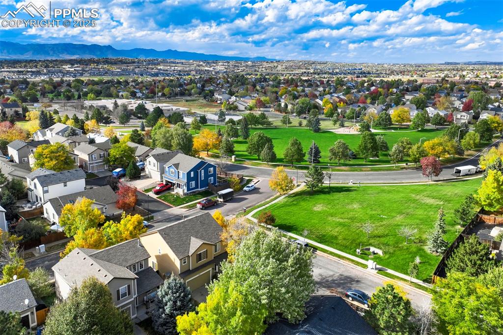 3140 River Valley View Colorado Springs, CO 80922 - Photo 35 of 49 an aerial view of a house with a garden