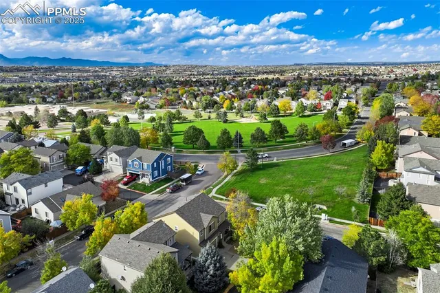 an aerial view of a city