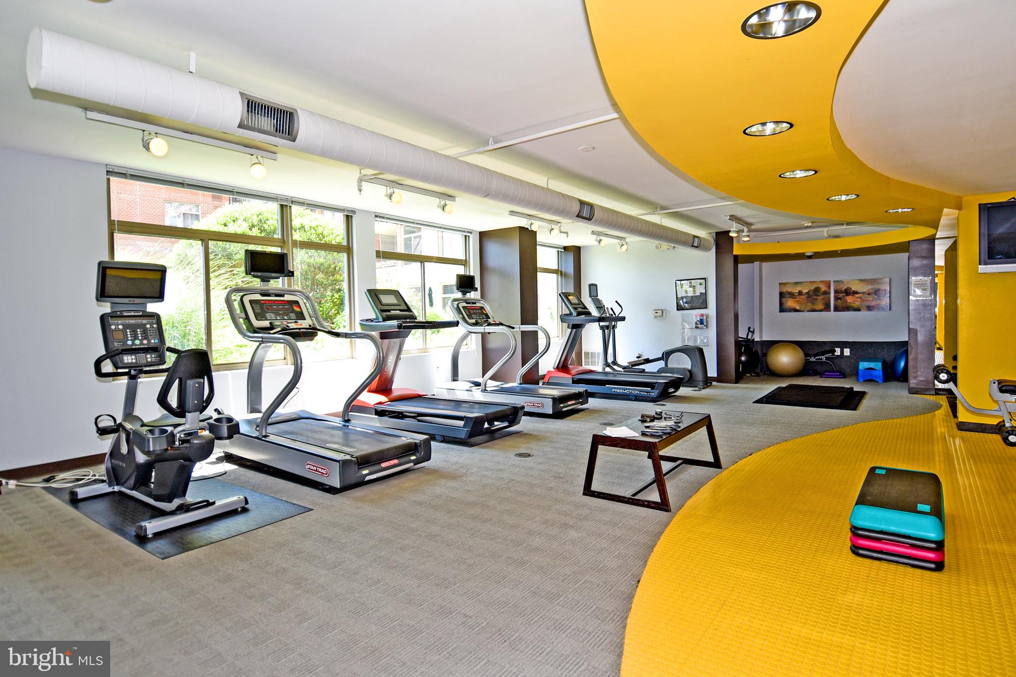 3650 South Glebe Road, Unit 662 Arlington, VA 22202 - Photo 53 of 63 a living room with gym equipment and a large window