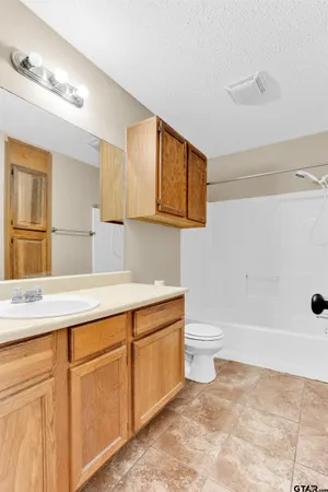 a bathroom with a sink a toilet and bathtub