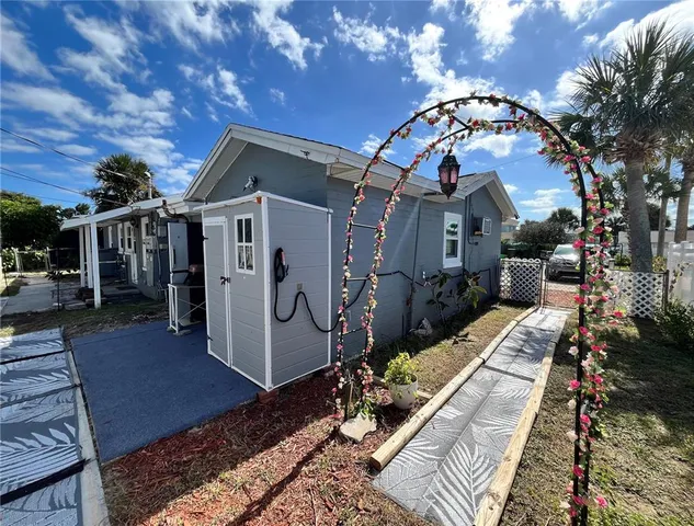 a view of a house with a patio