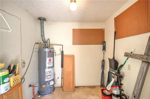 a view of a room with a window