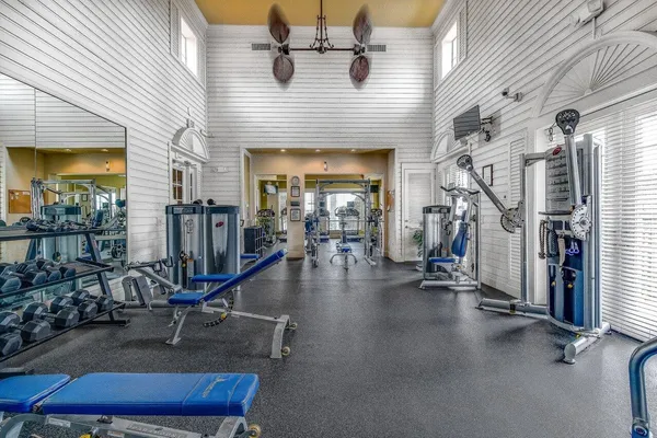 a view of a room with gym equipment