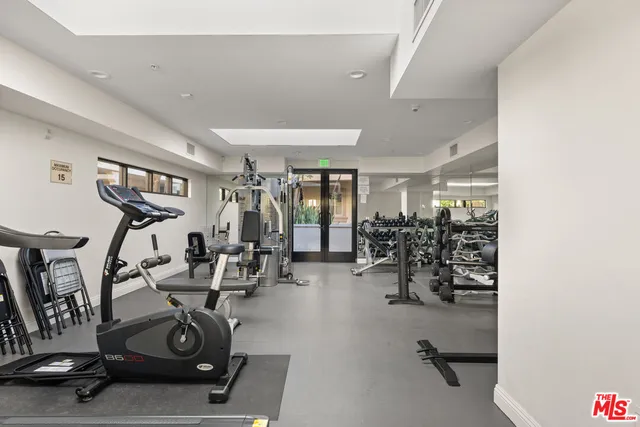 a view of a room with gym equipment