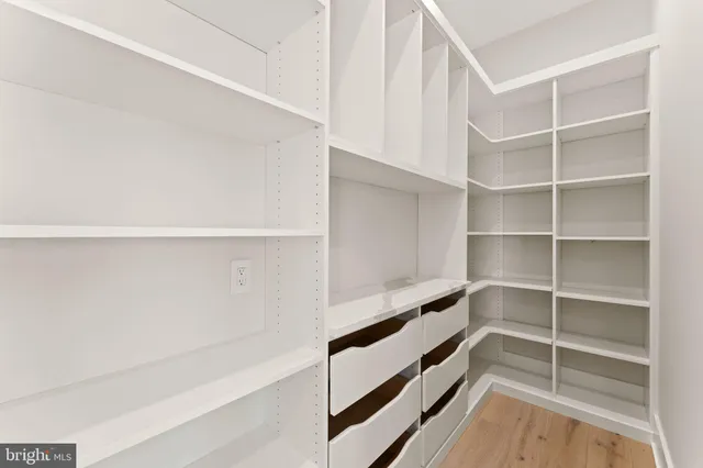 a view of an empty walk in closet