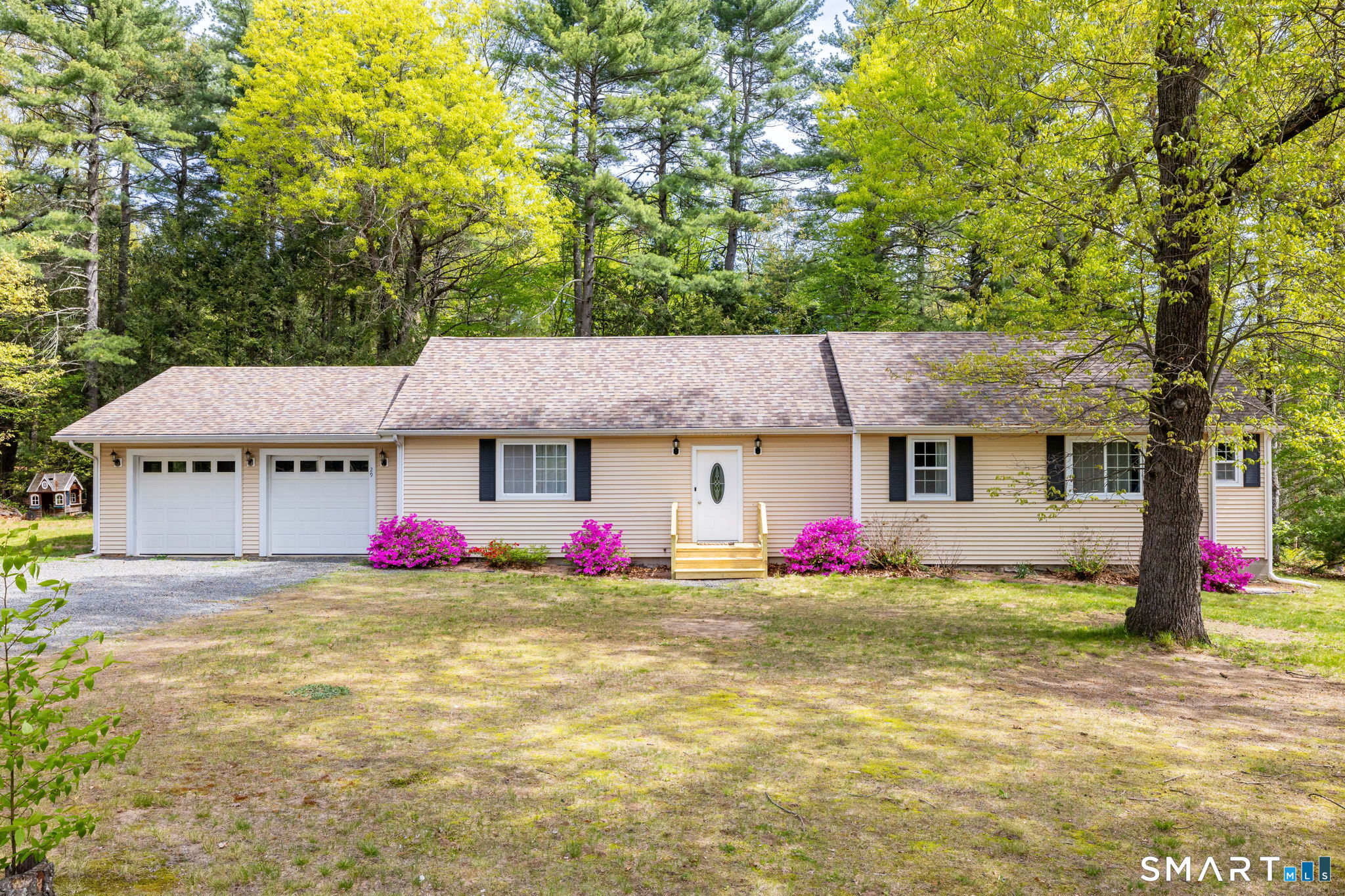 29 Old Simsbury Road Granby, CT 06035 - Photo 1 of 1 Welcome to 29 Old Simsbury Rd., Granby, near the Simsbury town line. This 1584sqft ranch features an open floor plan, 3 bedrooms, 2 full baths, a full basement with finishing potential, 2 car garage, a deck , and a charming wooded location.