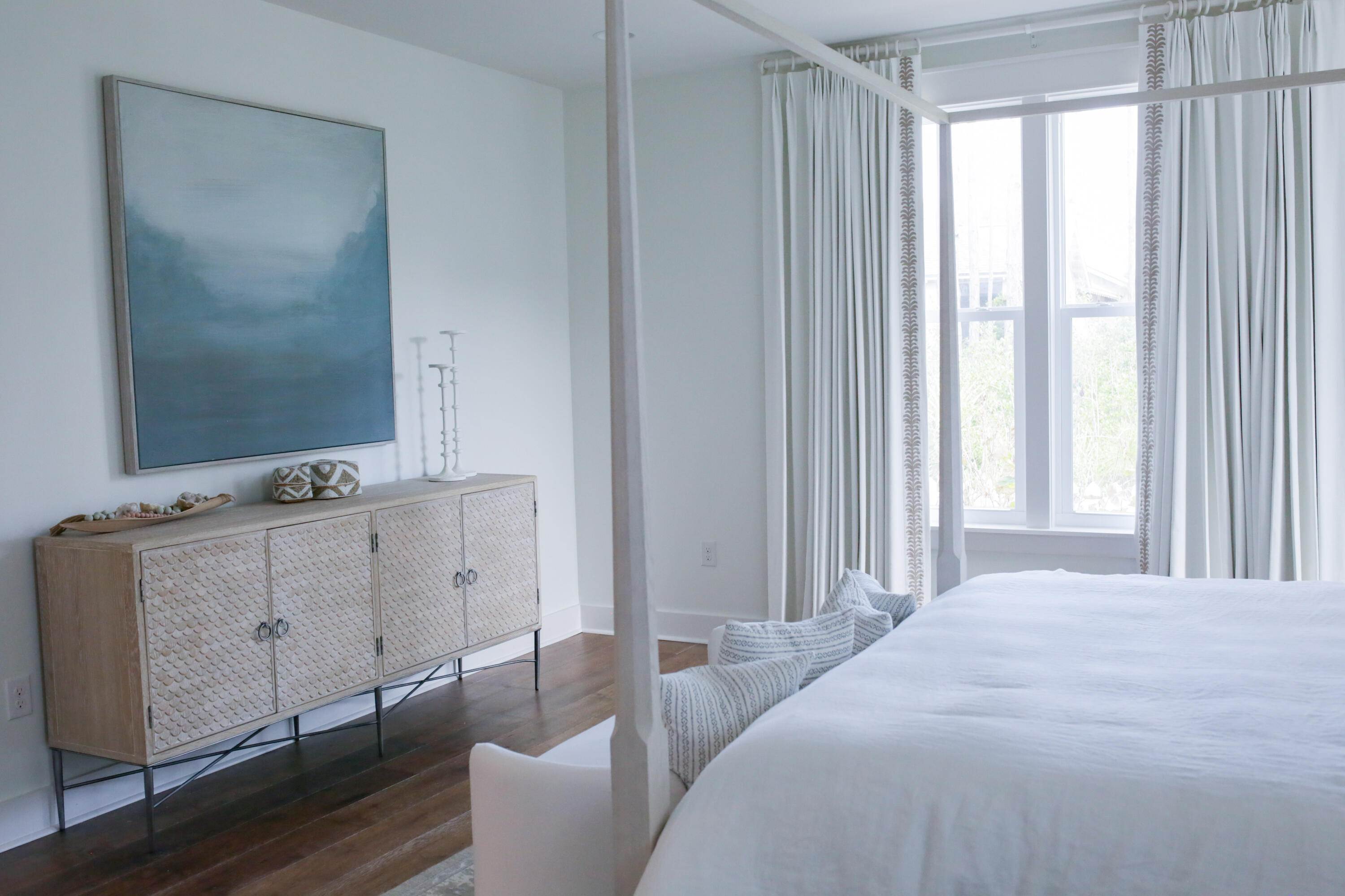 27 Somersault Lane Inlet Beach, FL 32461 - Photo 18 of 42 a bedroom with a bed and a flat tv screen on dresser