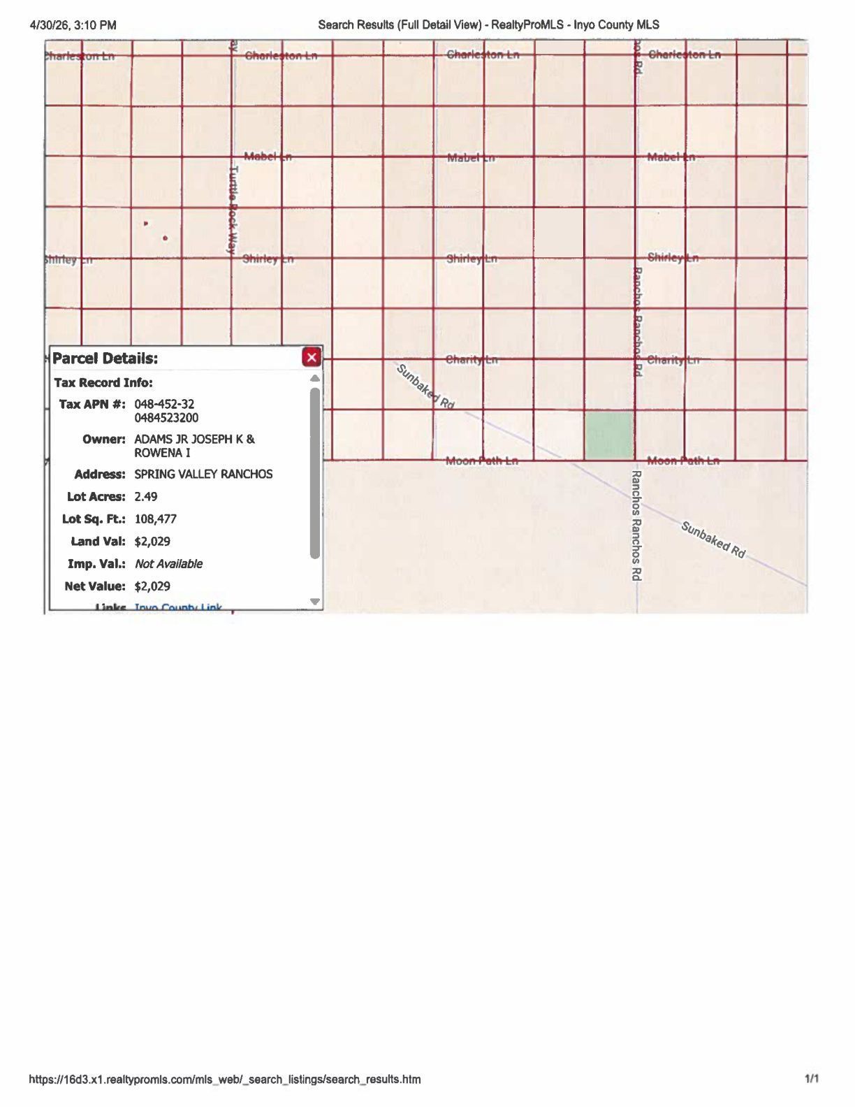 Spring Valley Shoshone, CA 92384 - Photo 3 of 4 Parcel Map