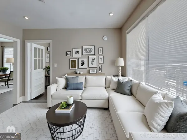 a living room with furniture