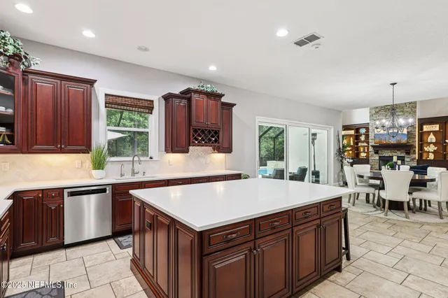 a workspace with furniture and lamp