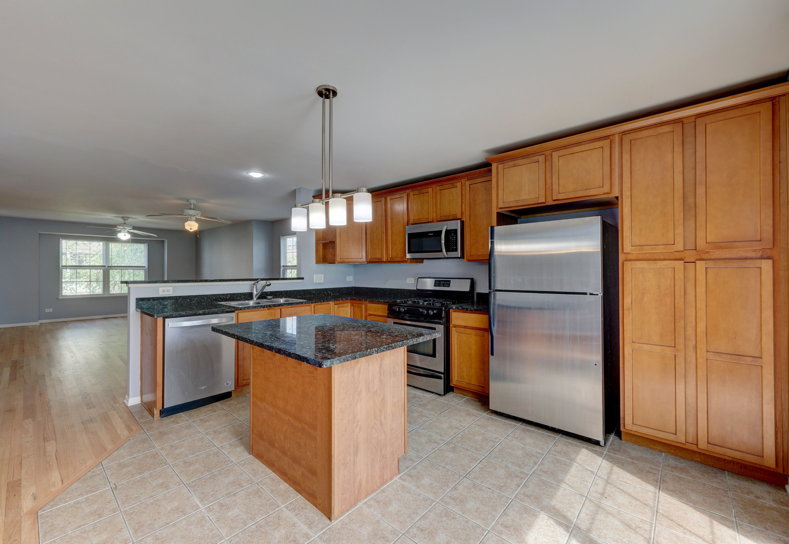 469 George Street Wood Dale, IL 60191 - Photo 7 of 24 a kitchen with stainless steel appliances granite countertop a refrigerator a sink a stove a microwave a counter space and cabinets