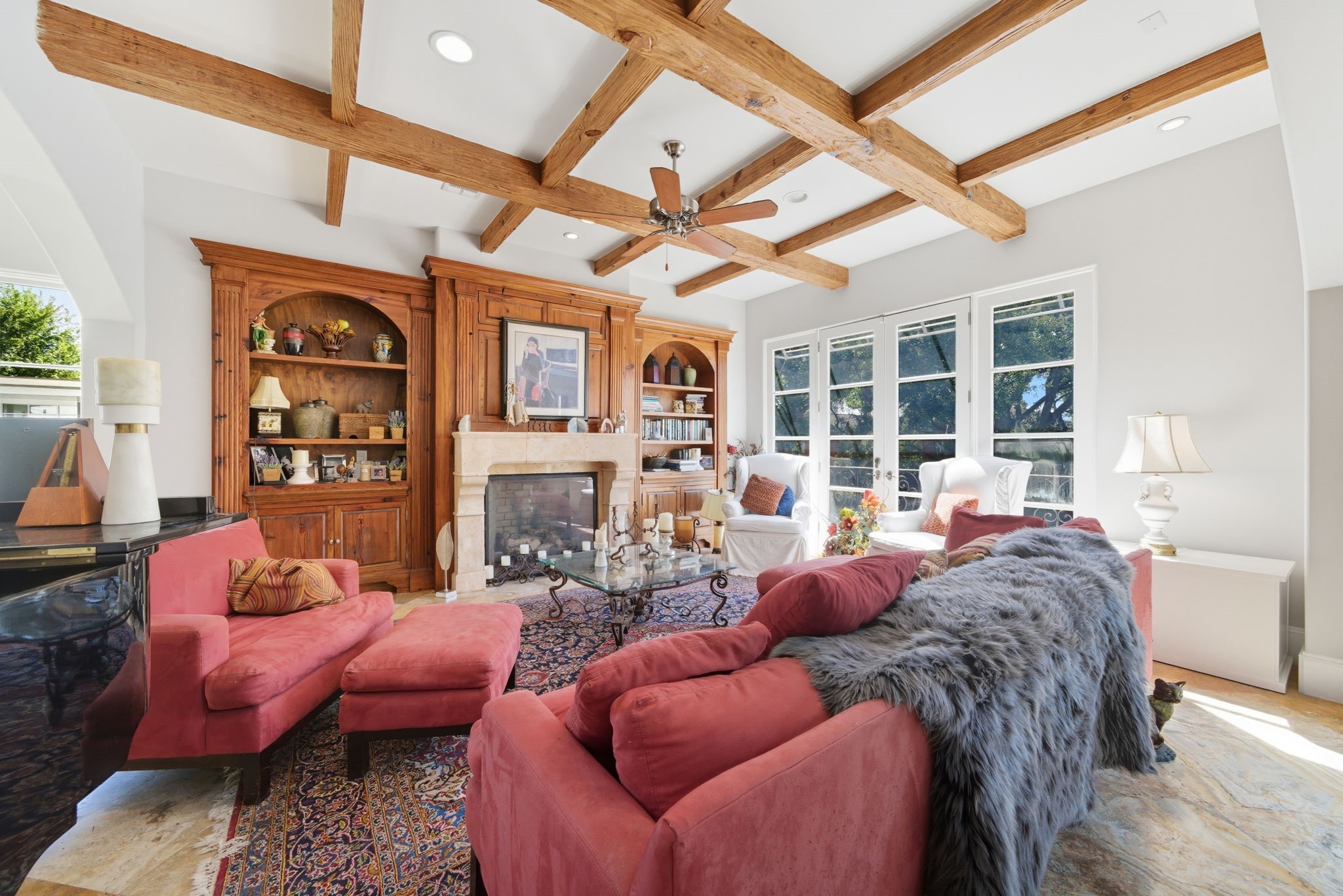 2370 Bolsover Street Houston, TX 77005 - Photo 9 of 46 a living room with furniture a fireplace and a large window