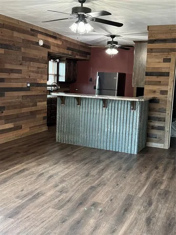 a view of a garage with furniture