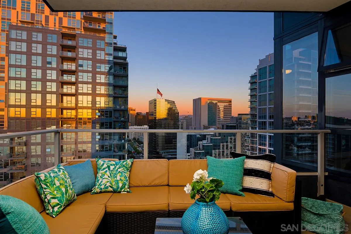 1325 Pacific Highway, Unit 2705 San Diego, CA 92101 - Photo 11 of 59 a view of a patio with couches chairs and a table
