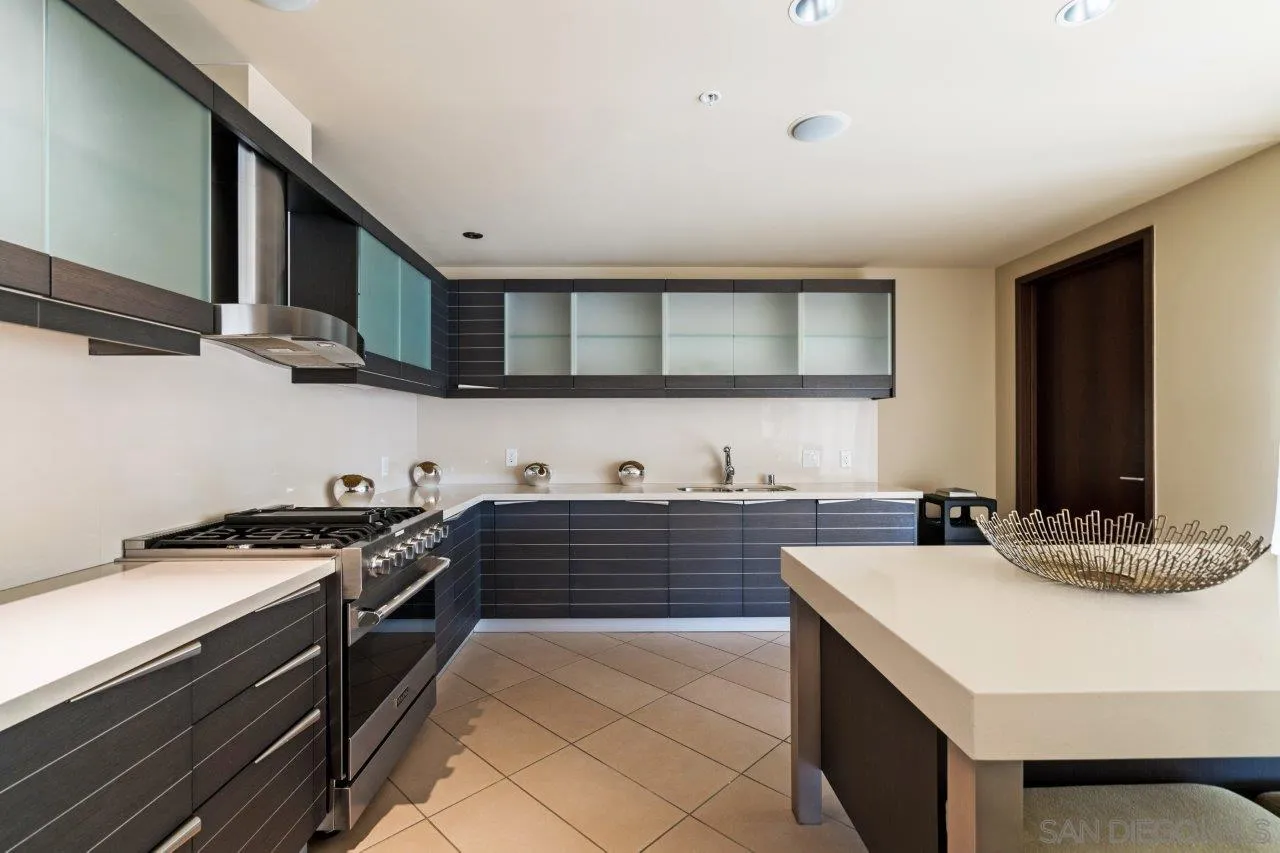 1325 Pacific Highway, Unit 2705 San Diego, CA 92101 - Photo 54 of 59 a kitchen with stainless steel appliances granite countertop a sink and cabinets