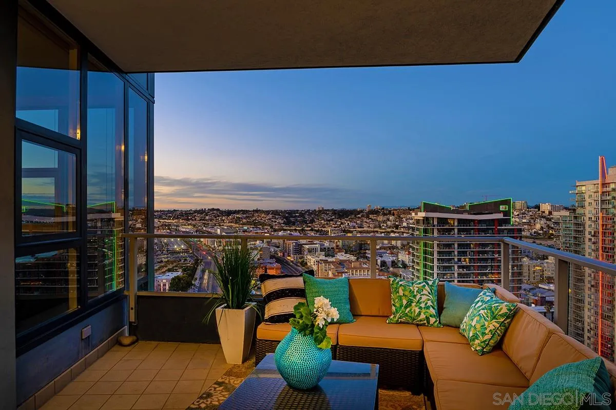 1325 Pacific Highway, Unit 2705 San Diego, CA 92101 - Photo 10 of 59 a view of a balcony with furniture