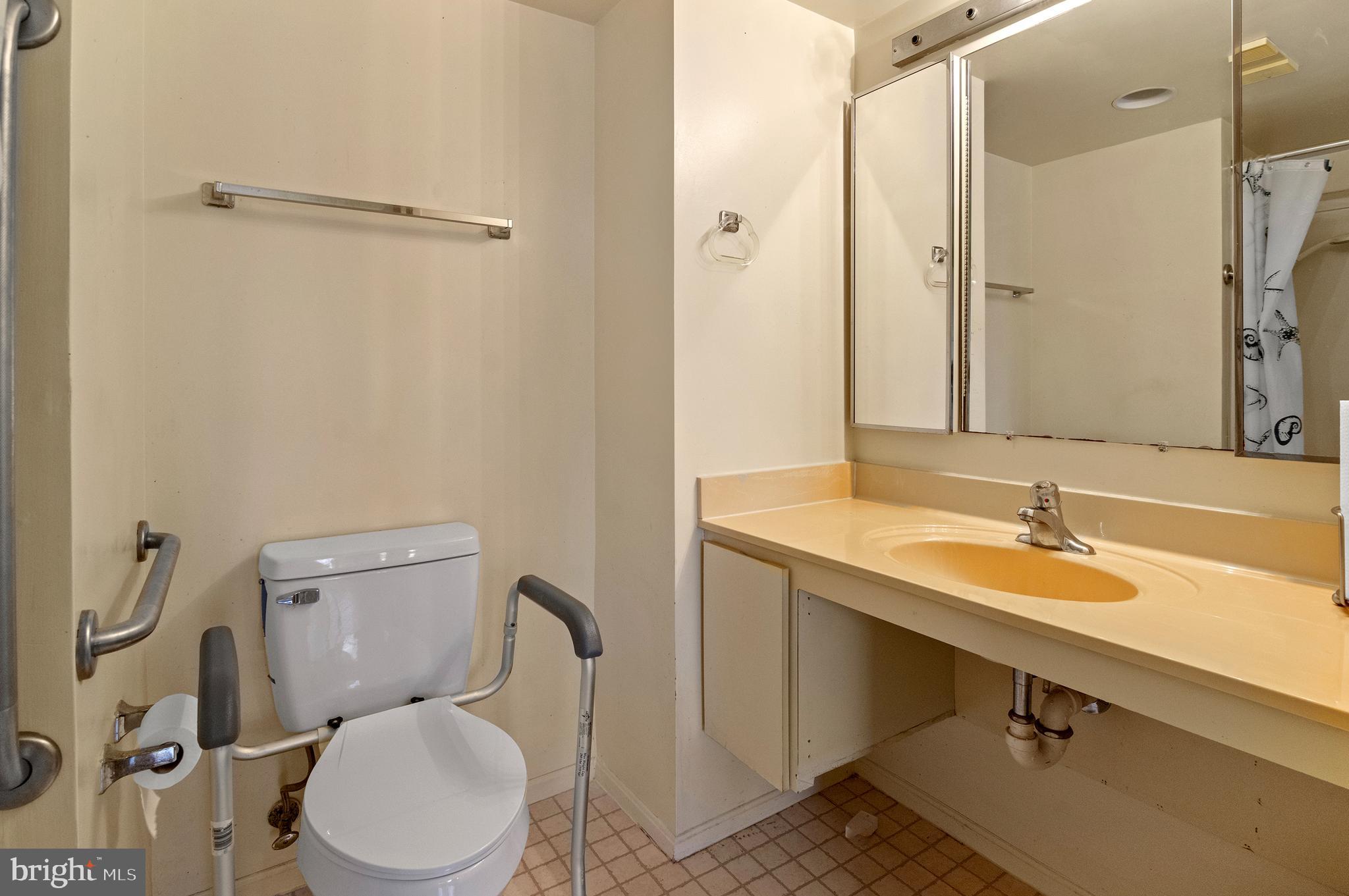 15115 Interlachen Drive, Unit 3506 Silver Spring, MD 20906 - Photo 17 of 27 a bathroom with a granite countertop sink toilet and a mirror