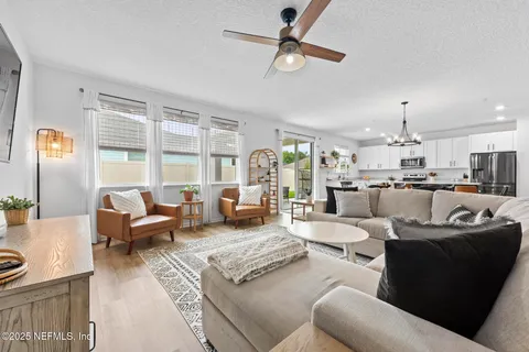 a living room with furniture