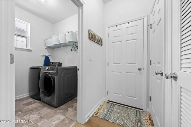 a building outdoor space with patio furniture