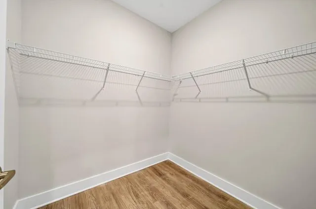 a view of a room with racks on the wall