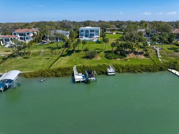 a aerial view of a house with a garden