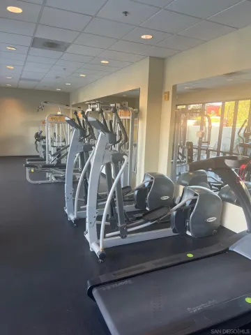 a view of a room with gym equipment