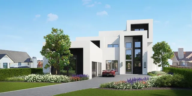 a front view of a house with garden