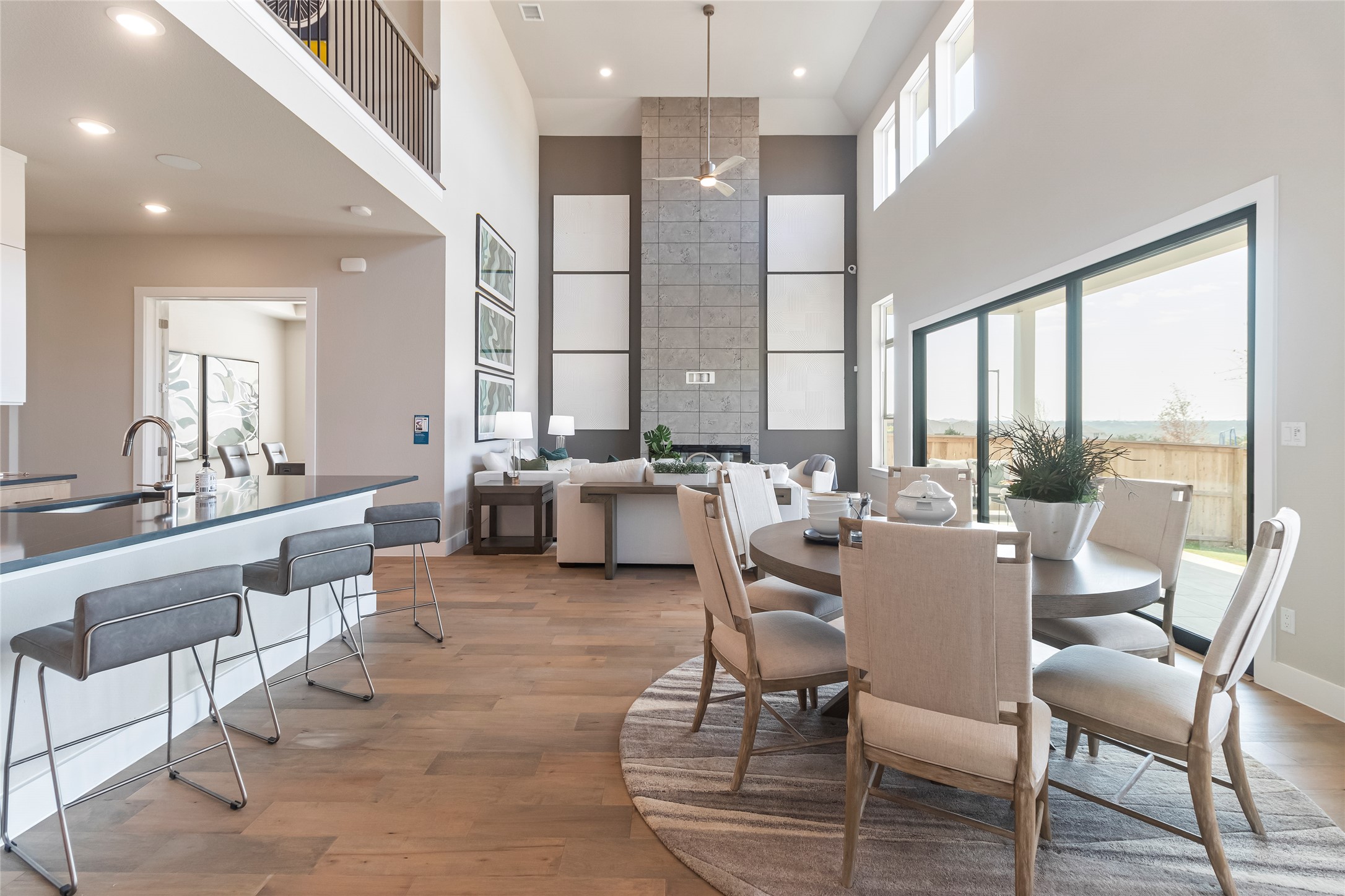 605 Crescent View Drive Georgetown, TX 78628 - Photo 7 of 39 a view of a dining room with furniture a chandelier and wooden floor