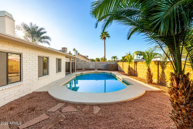 a view of roof deck with palm trees