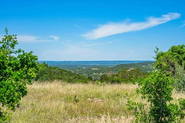 a view of a field with an ocean