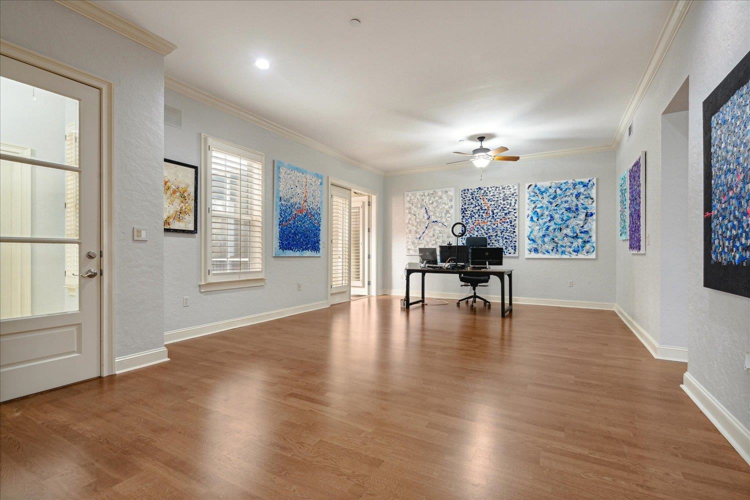 591 Lexington Road, Unit 202 Memphis, TN 38117 - Photo 8 of 39 Interior space with hardwood / wood-style floors, ceiling fan, and crown molding