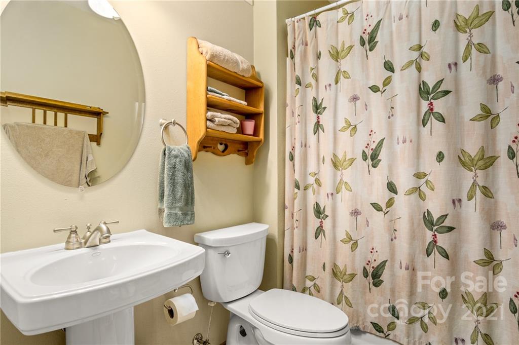 74 Apgar Road Candler, NC 28715 - Photo 26 of 46 a bathroom with a sink and mirror with toilet