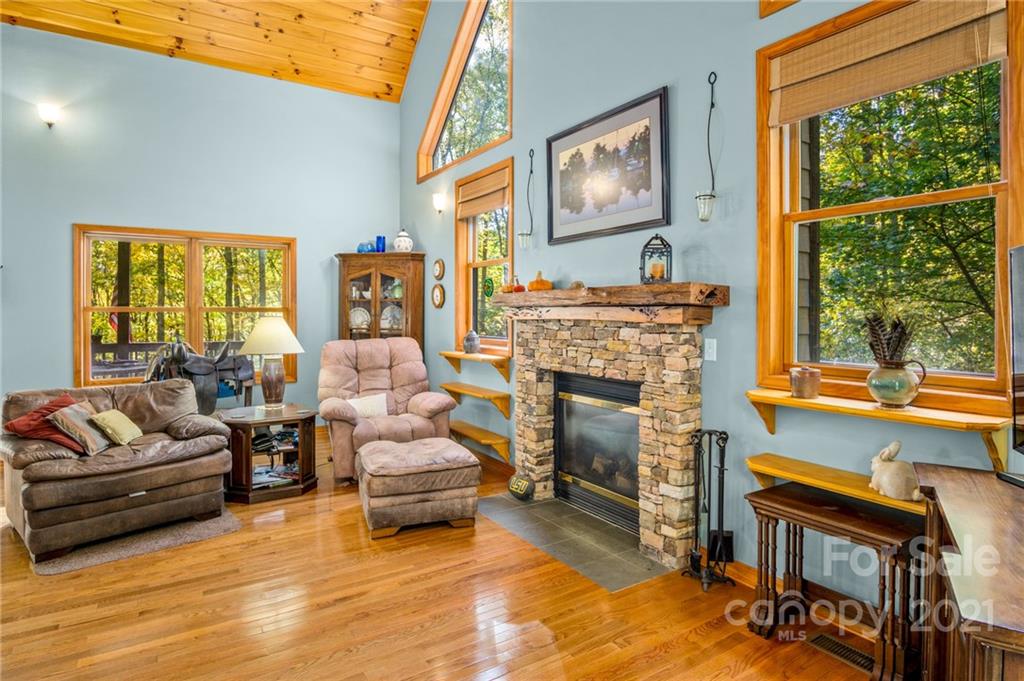 74 Apgar Road Candler, NC 28715 - Photo 5 of 46 a living room with furniture and a fireplace