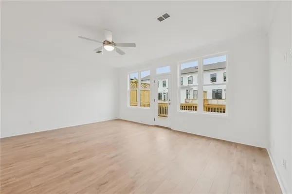a view of a room with racks on the wall