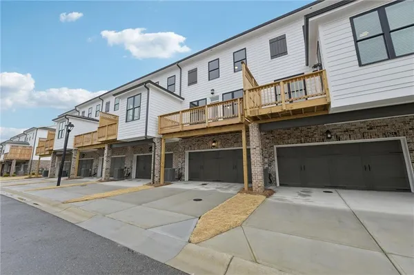 a building outdoor space with patio furniture