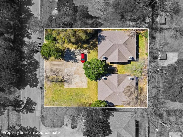 an aerial view of a house