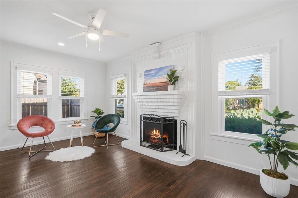 1102 Brunner Avenue Dallas, TX 75224 - Photo 7 of 38 a living room with furniture and a fireplace