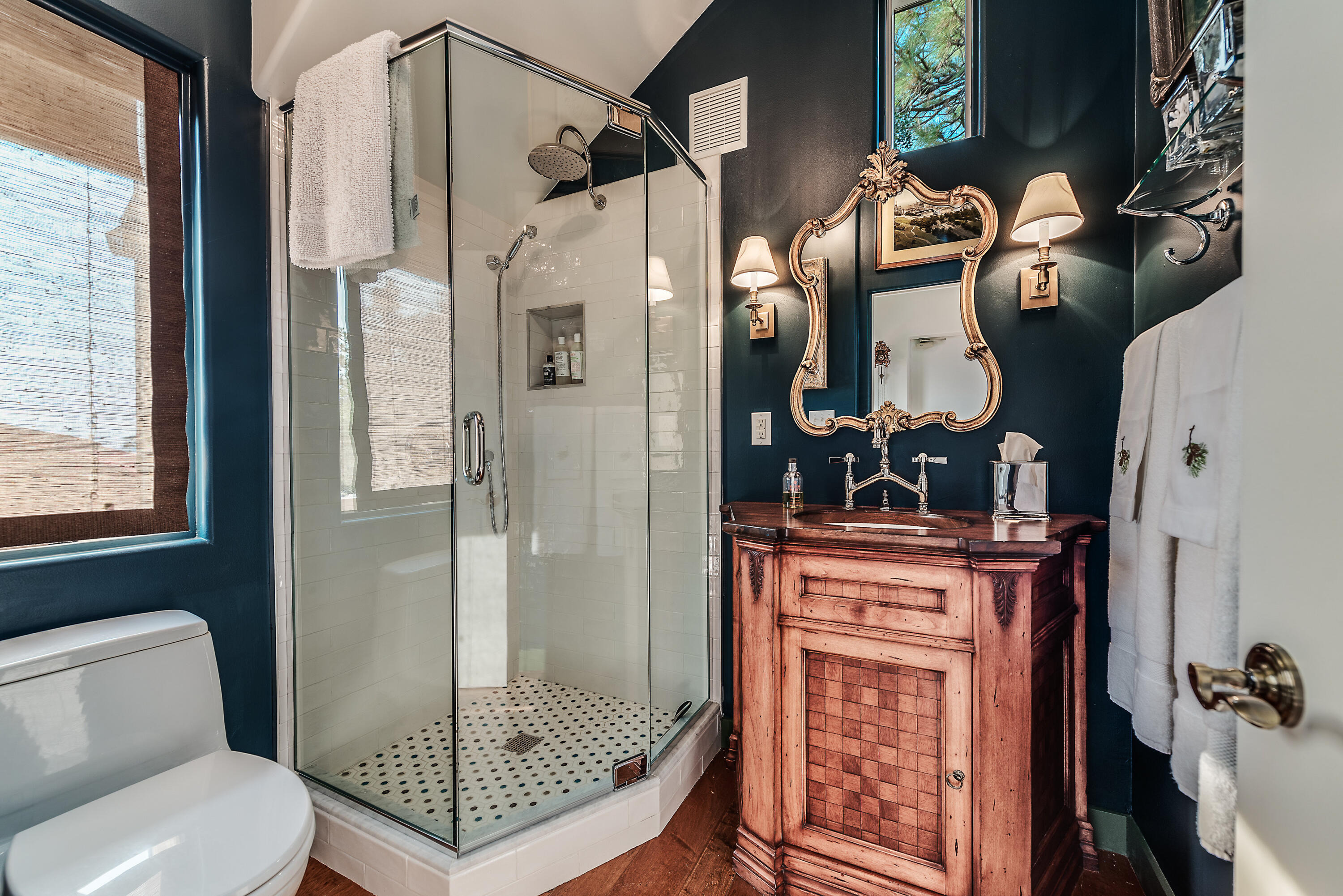 52430 Double View Drive Idyllwild, CA 92549 - Photo 19 of 74 a bathroom with a sink toilet and shower