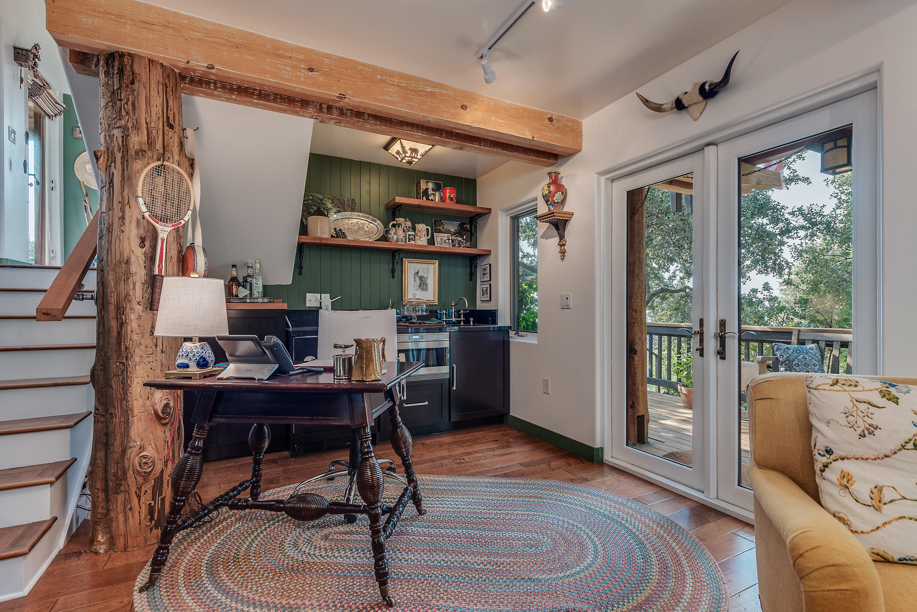 52430 Double View Drive Idyllwild, CA 92549 - Photo 20 of 74 a workspace with furniture and wooden floor