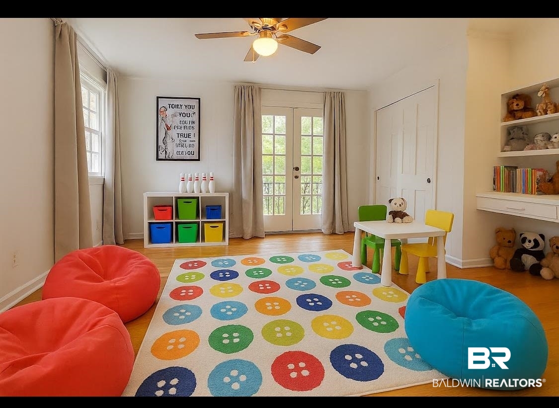 159 Conway Drive West Mobile, AL 36608 - Photo 17 of 24 Rec room with wood finished floors, ceiling fan, and french doors
