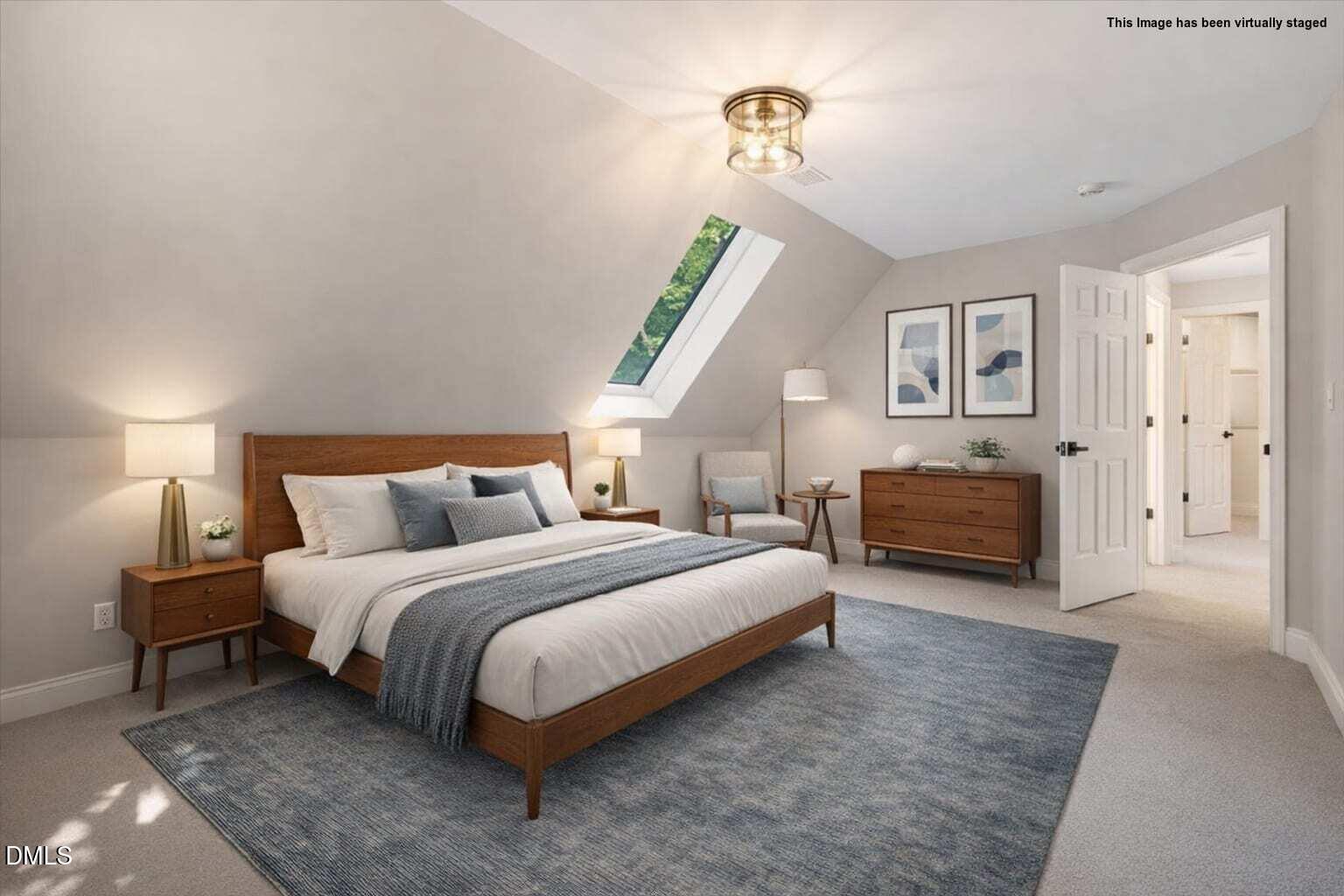6300 Swallow Cove Lane Raleigh, NC 27614 - Photo 53 of 67 a spacious bedroom with a bed and a lamp