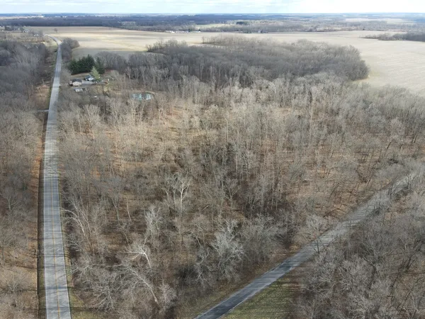 a view of a town with trees