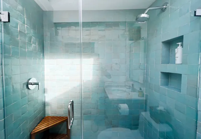 a bathroom with a shower