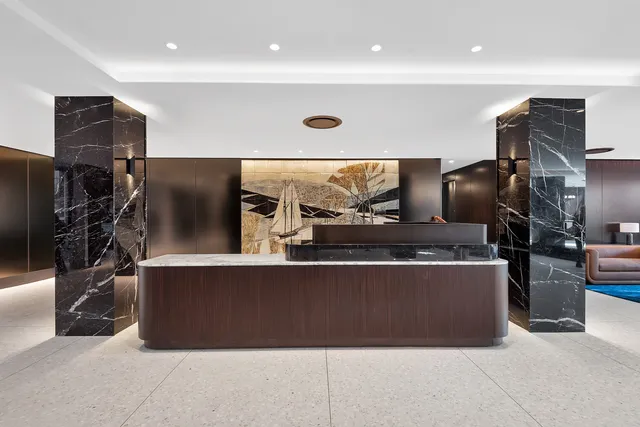 a view of a room with shelves