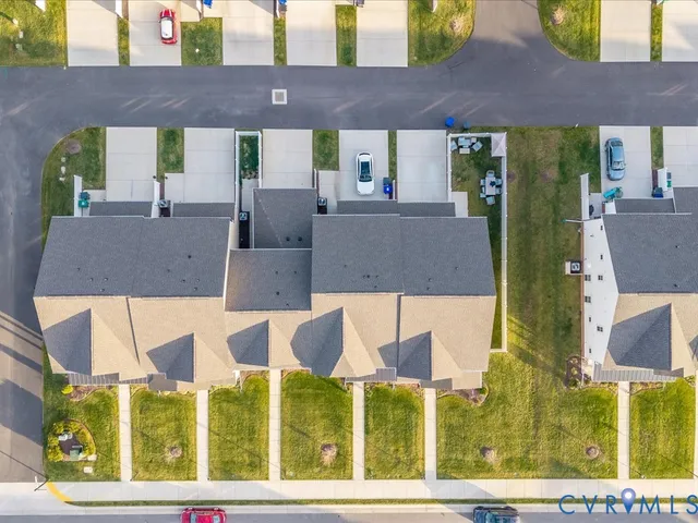 an aerial view of multiple houses