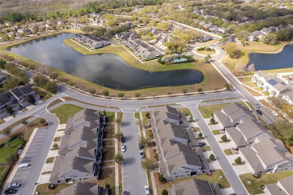 an aerial view of a house
