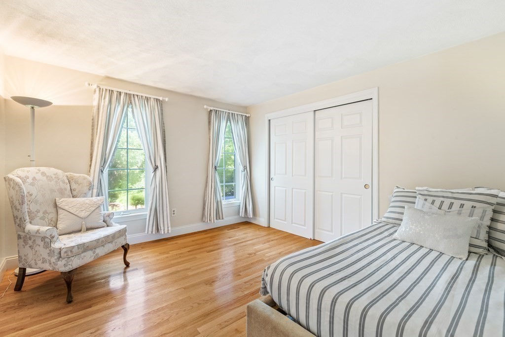 27 Lewis Road Foxboro, MA 02035 - Photo 24 of 40 a bedroom with a bed and wooden floor