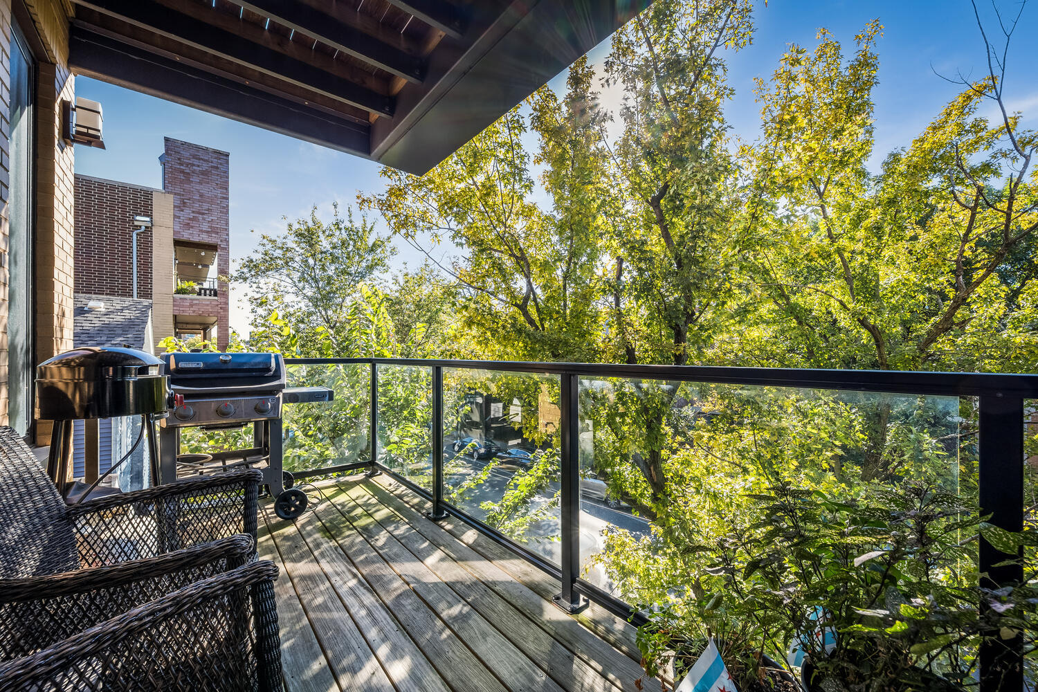 1841 North California Avenue, Unit 3B Chicago, IL 60647 - Photo 13 of 22 a view of balcony with wooden floor