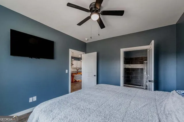 a view of a livingroom with a flat screen tv